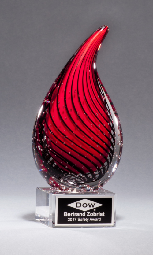 Droplet-Shaped Art Glass Award Clear Glass Base