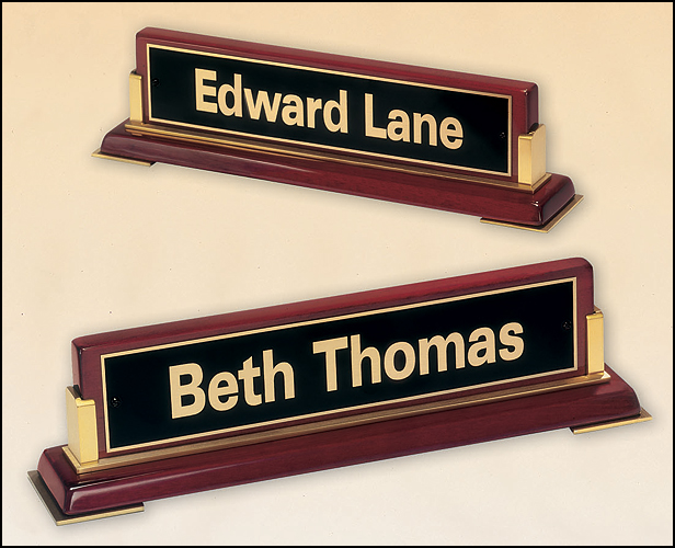 Rosewood Piano Finish Nameplate with Laser Engravable Brass Plate(s)