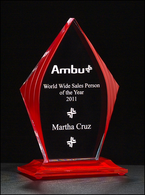 Diamond Acrylic Award with Red Accent