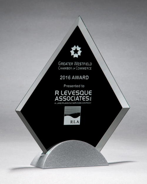 Diamond Series Glass Award with Silver Metal Base