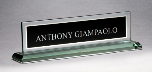 Glass Name Plate with Black Center