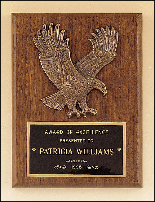 American Walnut Plaque with Sculptured Metal Eagle Casting