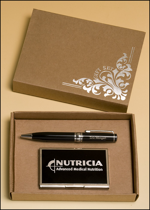 Pen and Business Card Holder Gift Set