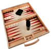 Wood Backgammon Set with 30 Playing Pieces, a Doubling Cube, 4 Dice, 2 Dice Cups